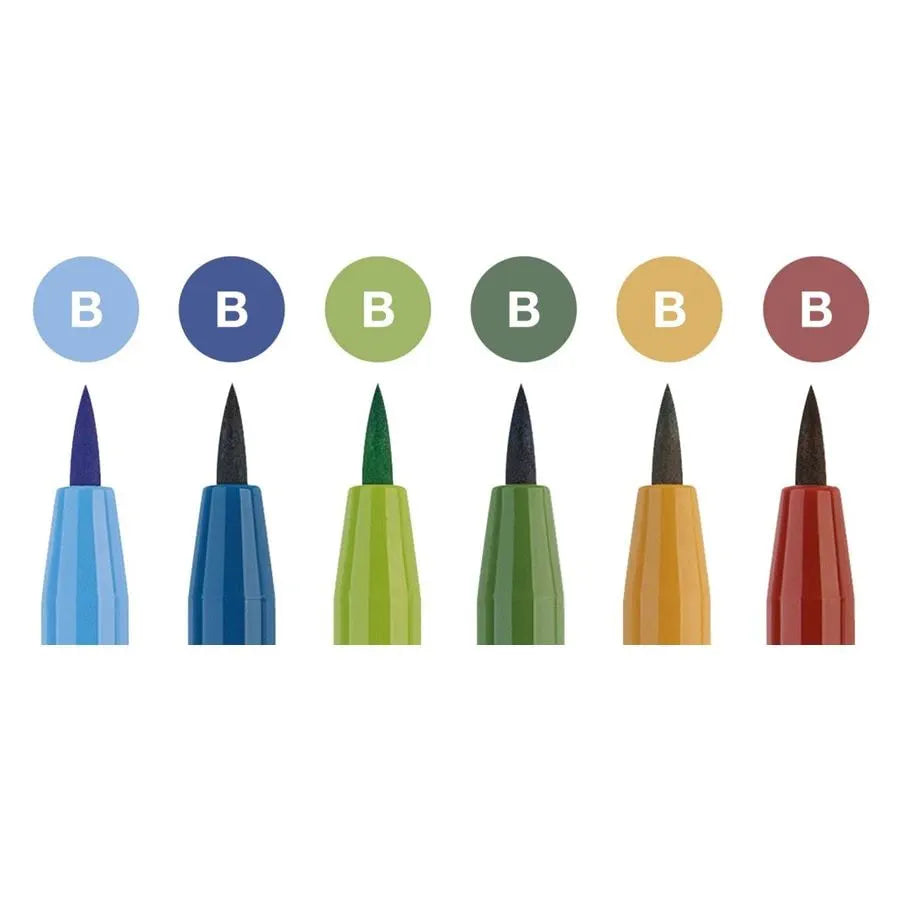 FABER-CASTELL PITT ARTIST DRAWING INK PEN "LANDSCAPE COLORS" SET OF 6 FC167105