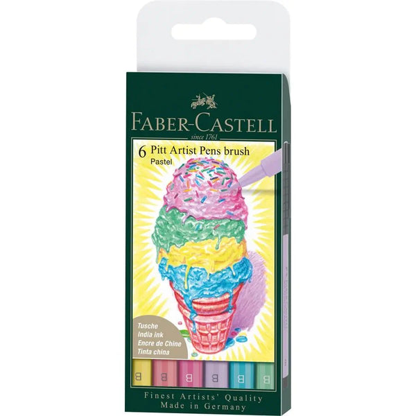 FABER-CASTELL PITT ARTIST PEN B PASTEL PACK OF 6 COLOR FC167163