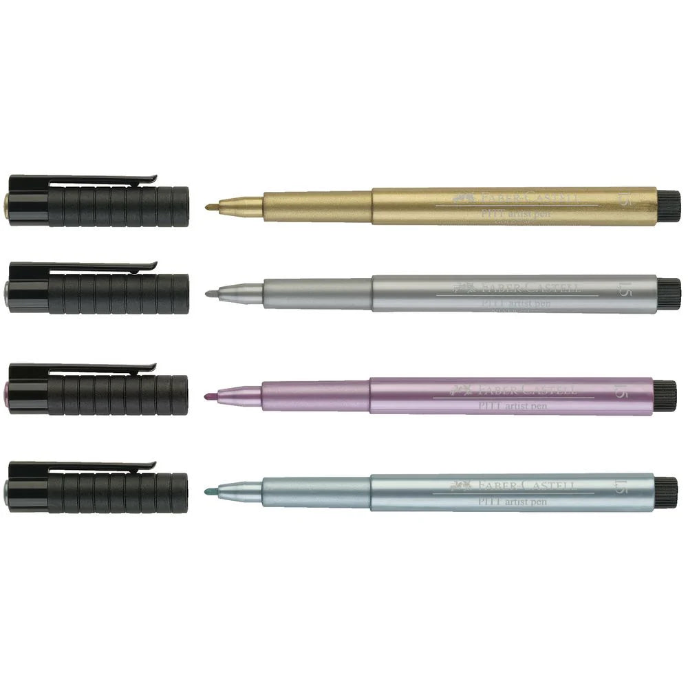 FABER-CASTELL PITT ARTIST PEN METALLIC PACK OF 4 COLOR FC167304