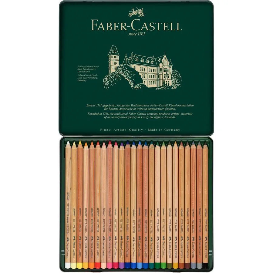 FABER CASTELL PITT PASTEL PENCILS TIN OF 24 COLORS FC112124