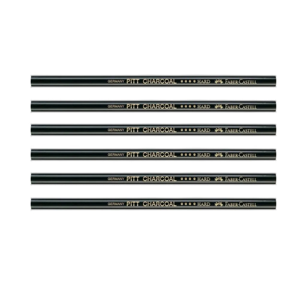 FABER CASTELL  PITT NATURAL CHARCOAL PENCILS HARD 6PC FC117411