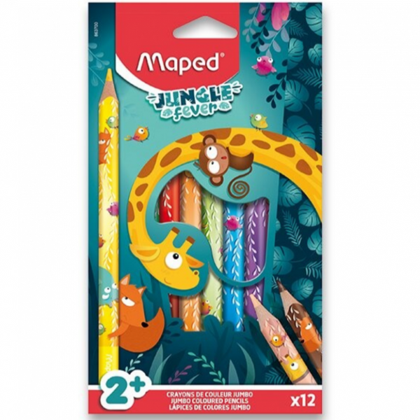 MAPED JUMBO JUNGLE COLOR PENCIL PACK OF 12COLORS (MD-863700)