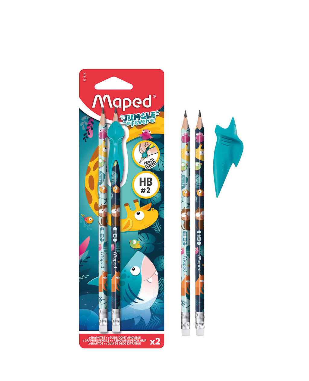 MAPED BLACK PEPS JUNGLE HB PENCIL+ERASER BLISTER (MD-851819)
