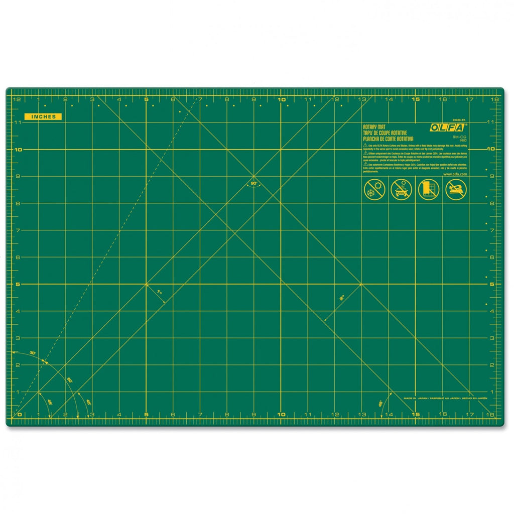 Olfa RM-CG Self-Healing Double-Sided Rotary A3 Mat - 12-Inch x 18-Inch, Green