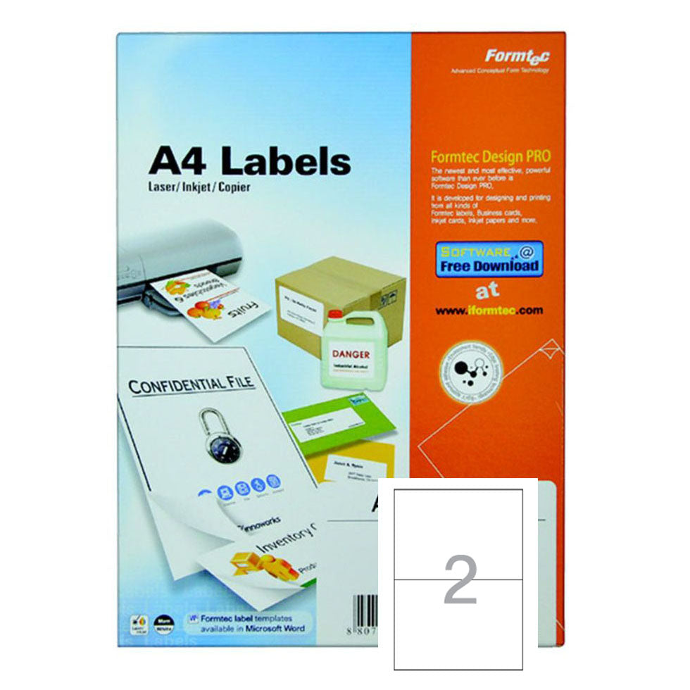 Formtec Multi-Purpose Labels 2 Cuts (Pack of 100) GS-1002