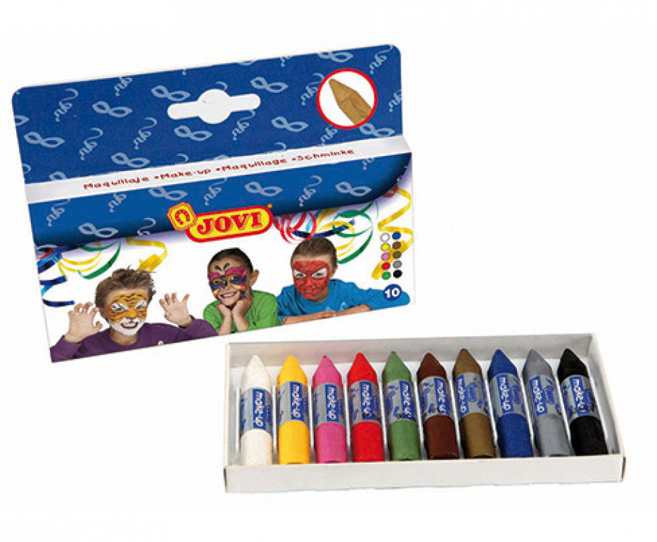 Jovi 176-Box of 10 Colored Sticks for Body Painting, Assorted