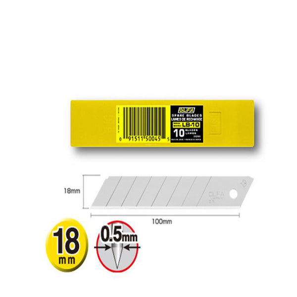 Olfa LB-10 Heavy Duty Snap Off Blade, Silver, 10 Blades/Tube