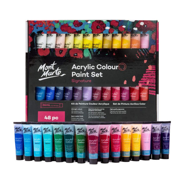 Mont Marte Acrylic Colour Paint Set Signature 48pc x 36ml (1.2oz)