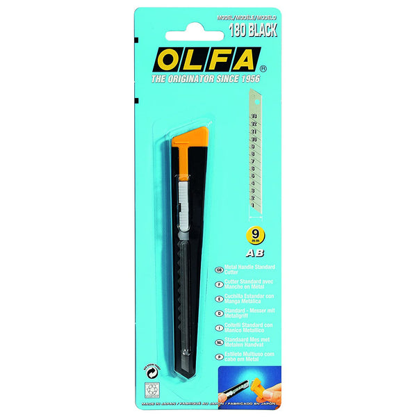 Olfa 180-BK Small Snap Cutter, Auto Lock, 9mm, Black