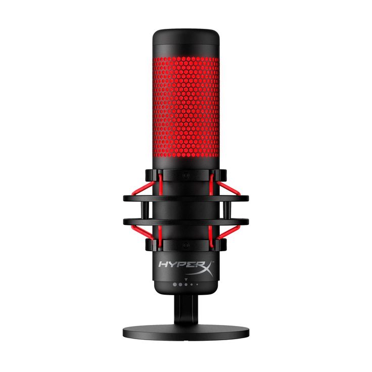 HyperX QuadCast 2 USB Microphone, Hi-Res Studio-Quality Recording, Intuitive On-Board Controls, Removable Shock Mount, Tap-to-Mute Sensor, Stunning HyperX Red Lighting, Black | 872V1AA