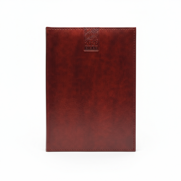 A5 Polyurethane(PU) Leather Padded Dark Brown Diary 2026 (A5-11)