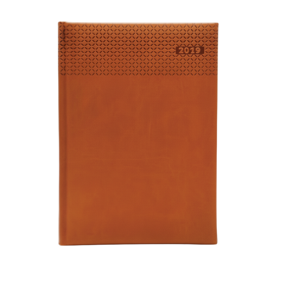 A5 Polyurethane(PU) Leather Padded Light Brown  Diary 2026 (A5-13)