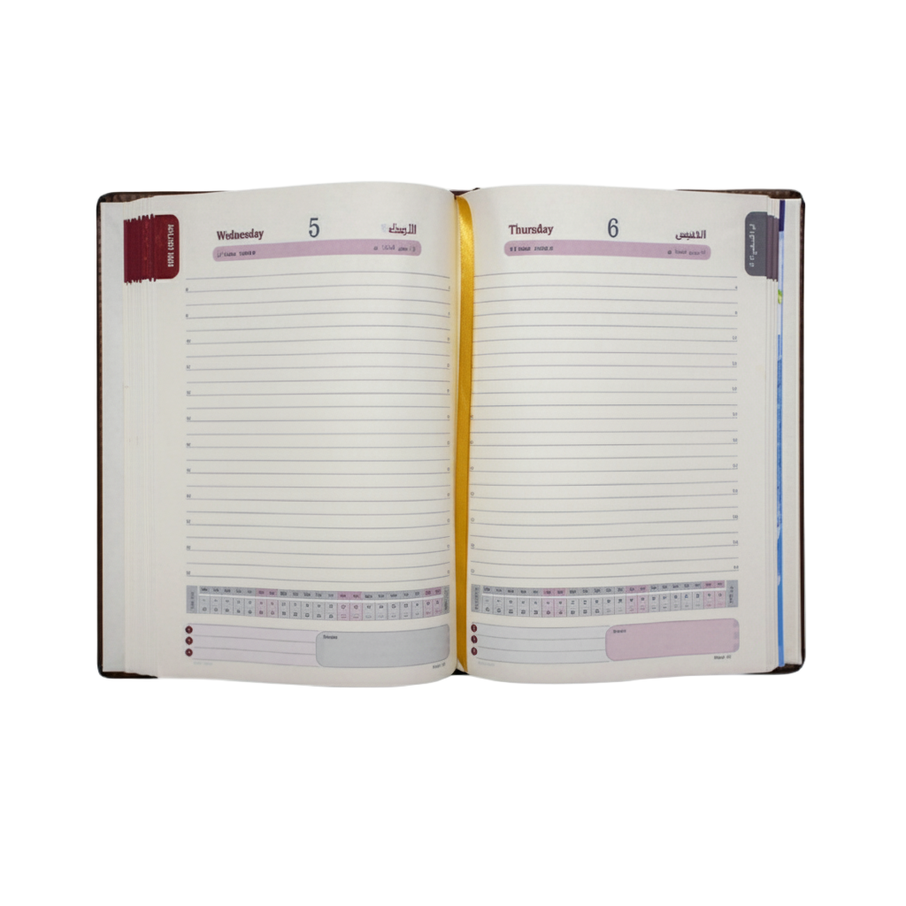 A5 Polyurethane(PU) Leather Padded Light Brown  Diary 2026 (A5-13)